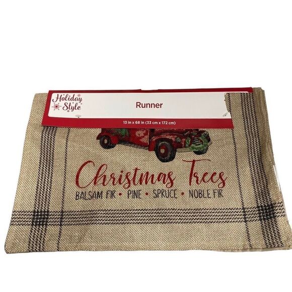 HOLIDAY STYLE‎ Table Runner Red Truck 13”X68” - Picture 2 of 6